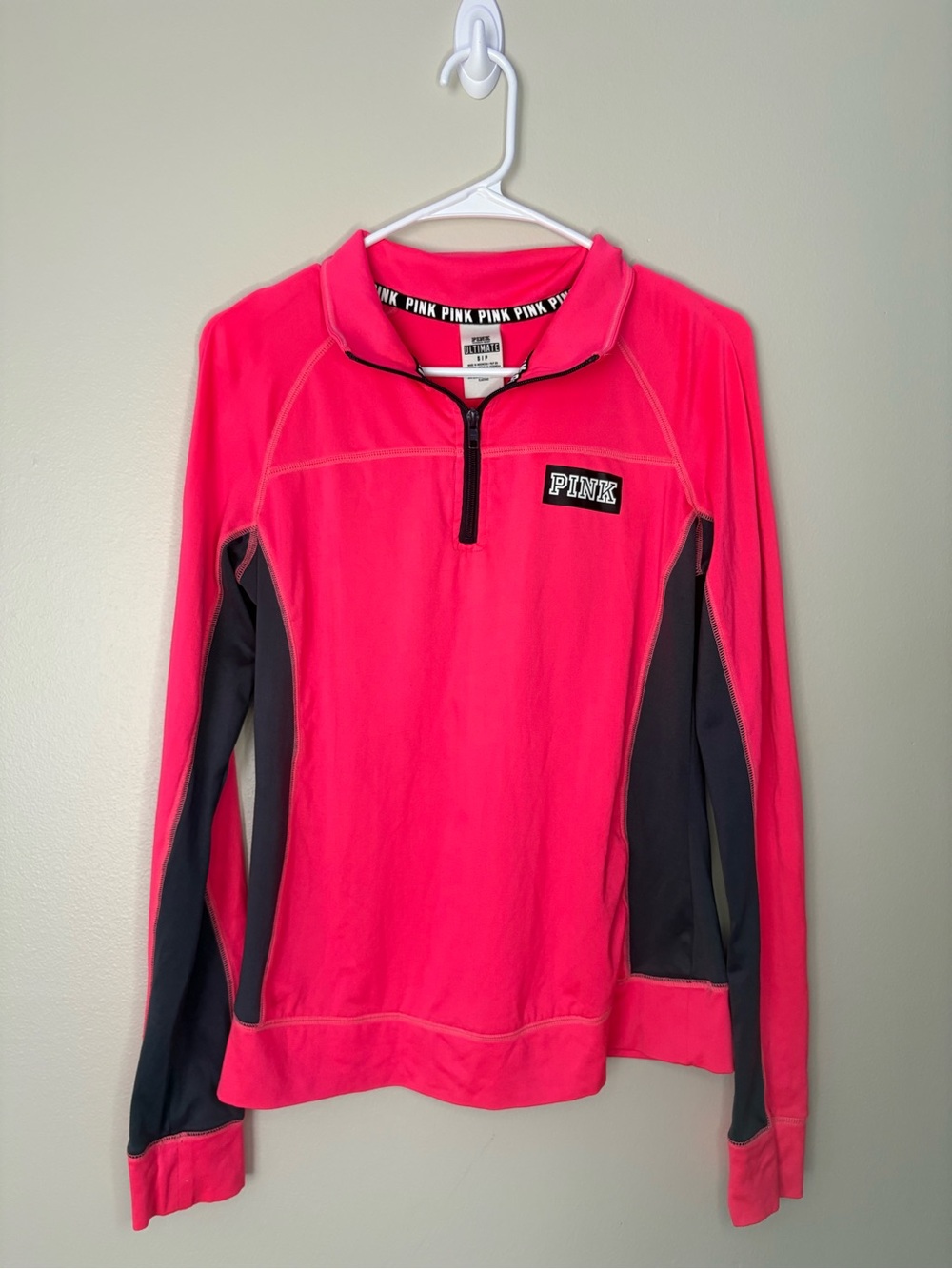 PINK Victoria's Secret Hot Pink & Black Half-Zip Swim Coverup